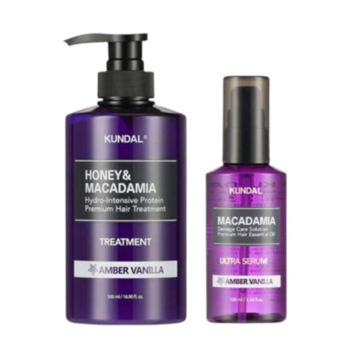 Wholesale KUNDAL - Honey & Macadamia Protein Hair Treatment - 500ml + Hair Serum - 100ml Set - Amber Vanilla | Carsha