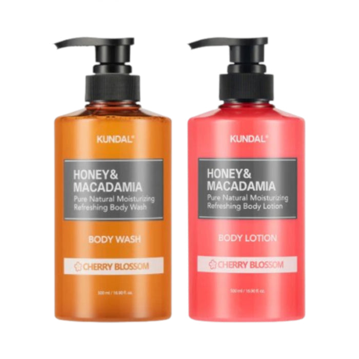 Wholesale KUNDAL - Honey & Macadamia Pure Body Wash + Lotion - 500ml Set - Cherry Blossom | Carsha
