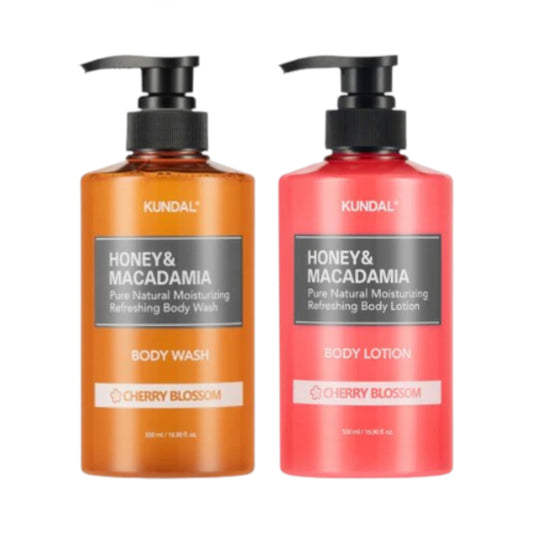 Wholesale KUNDAL - Honey & Macadamia Pure Body Wash + Lotion - 500ml Set - Cherry Blossom | Carsha