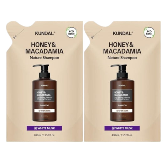 Wholesale KUNDAL - Honey & Macadamia Nature Shampoo - Refill Pack - 400ml DUO Set - White Musk | Carsha